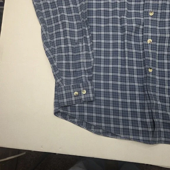 L.L. Bean Men Flannel Plaid Long Sleeve Button-Down Shirt Blue Size Medium - Picture 4 of 15
